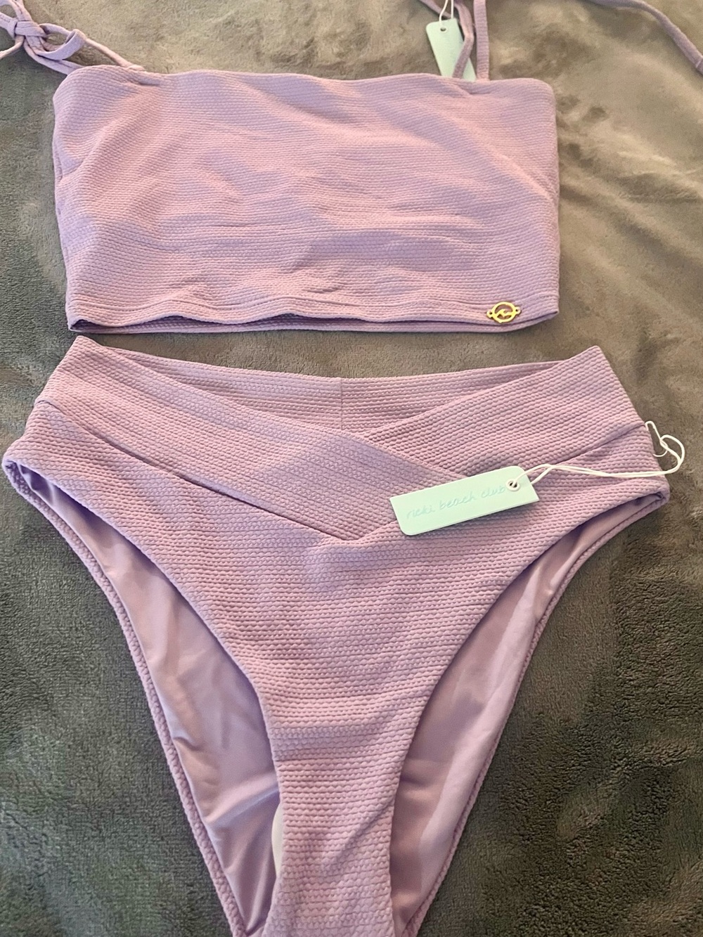 Nebb beach club bikini.  Textured High-Waist Bikini Bottom